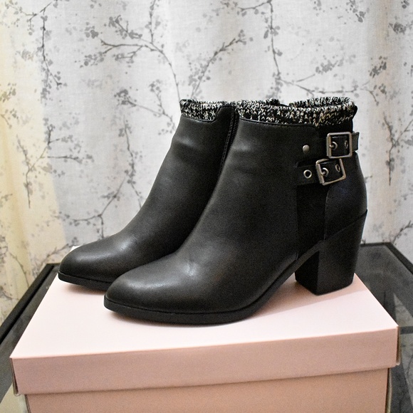 Shoes - Black Fallon Sweater Cuff Bootie